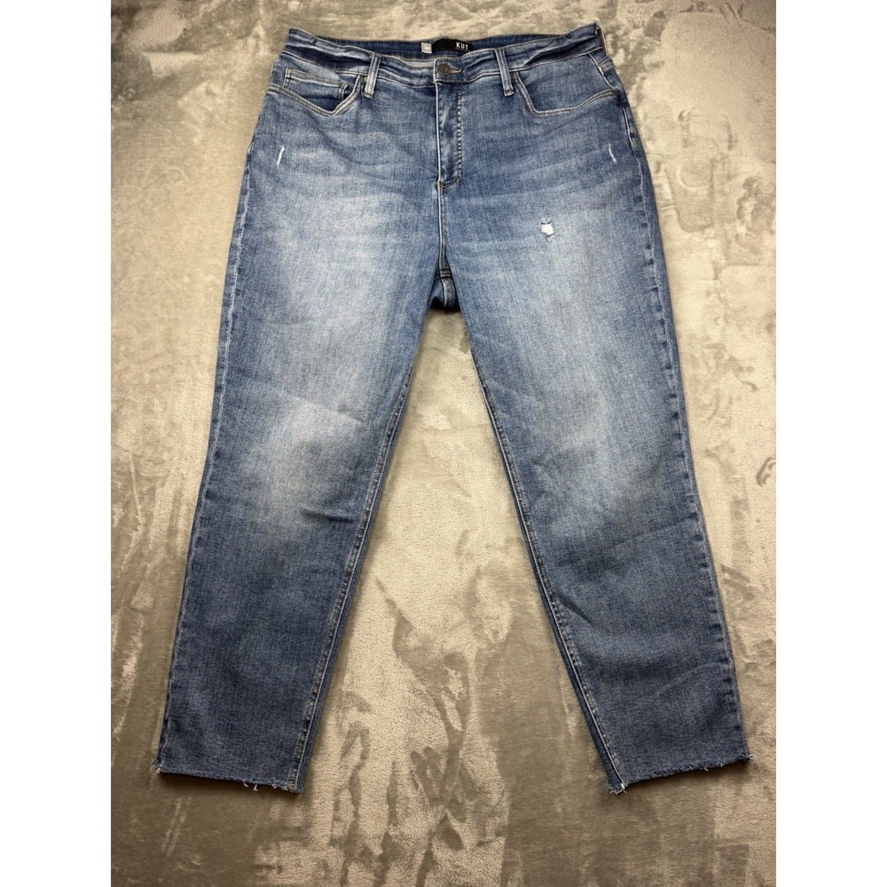 Kut From The Kloth Womens 16W Rachael Fab Ab Mom Jean High Rise Distress Raw Hem